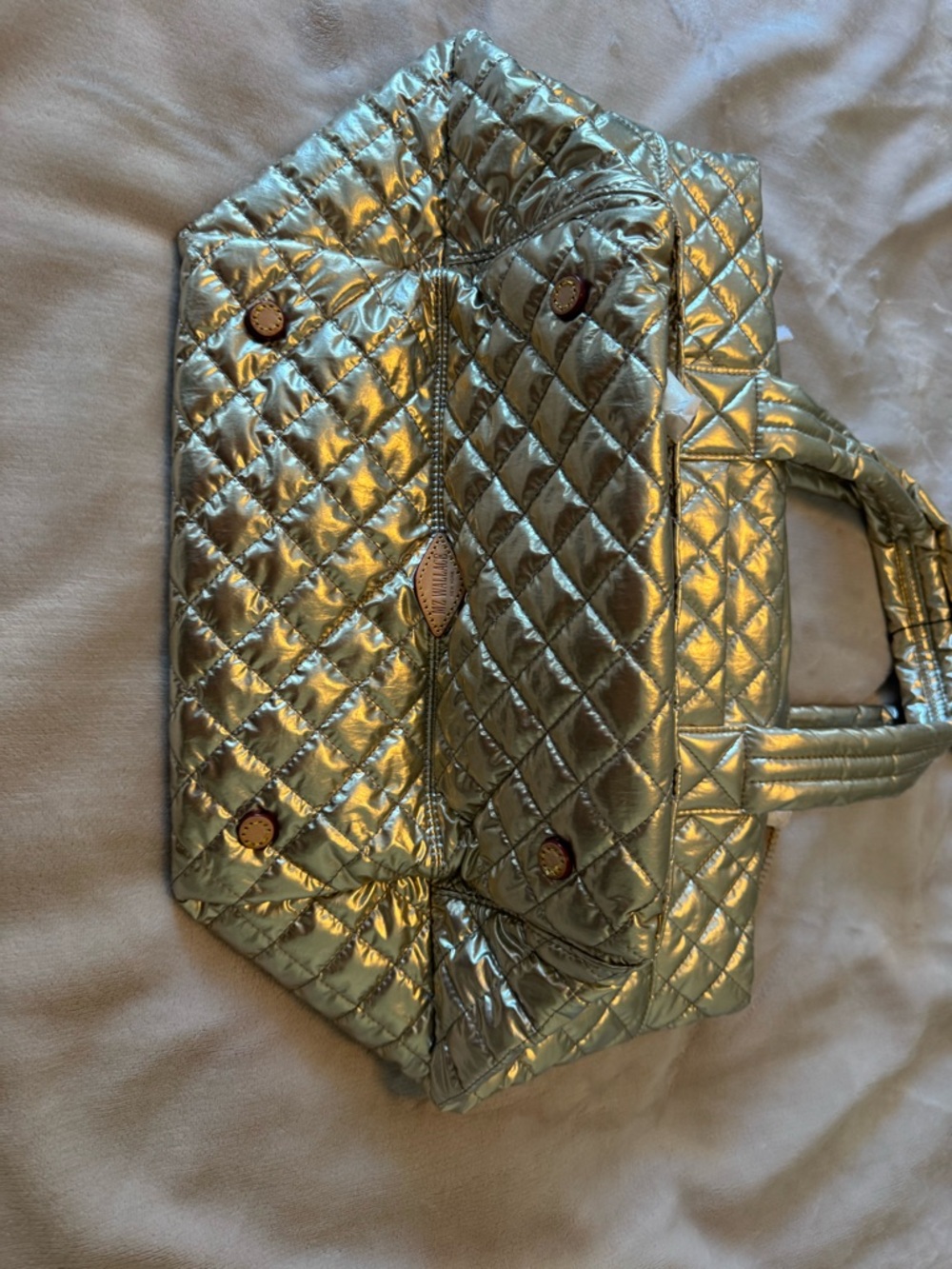 NWT Limited Edition MZ Wallace Quilted Tote Bag, Platinum - Picture 5 of 10
